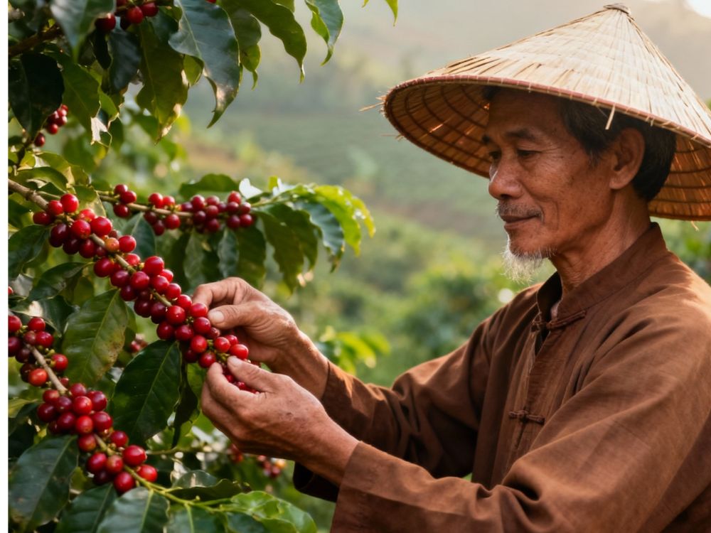 Cà phê organic được trồng hái