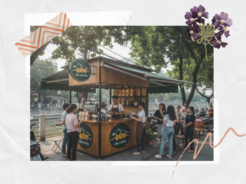 Cà phê hạt robusta kiosk mẫu của Núi Coffee